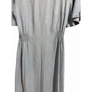 Zara Midi‎ Button UP Dress Lyocell Denim Lightweight V-Neck Women's Size Small thumbnail 8