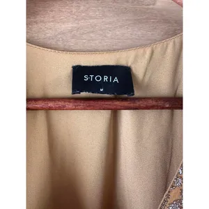Storia Brown Floral Ruffle Mini Dress Butterfly Sleeves Women’s size Medium thumbnail 7