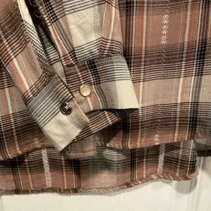 Jane & Delancey Size S Brown Plaid Flannel Western Pearl Snap Front Shirt thumbnail 6