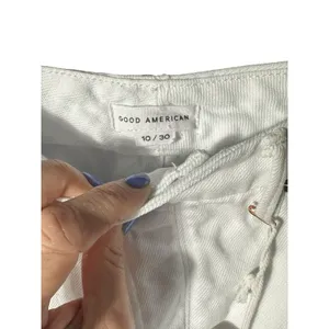 NWT Good American Size 10‎ White Good Boy Button Fly Cropped Jeans Altered #J9-5 thumbnail 3