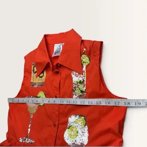 Queen of Sparkles Red Sequin Cocktail Drink Sleeveless Shirt Dress XS thumbnail 6