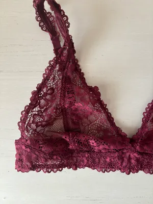 Monki NWOT maroon burgundy red lace detailed bralette - small thumbnail 3