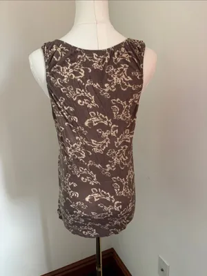 Motherhood Maternity Brown & Cream Floral Scoop Tank thumbnail 4