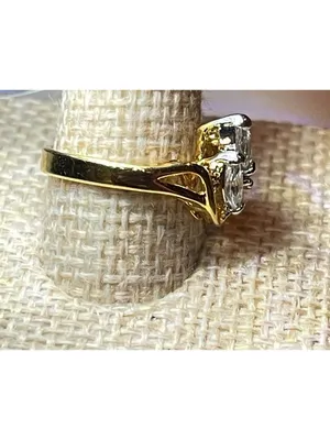 Vintage 18KT GE Yellow Gold Electroplated Marquise CZ Cluster Bypass Size 6 thumbnail 2