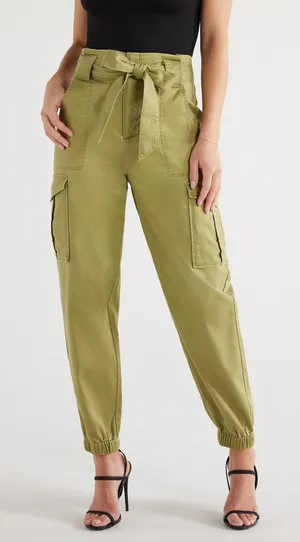 Sofia Jeans Womens Cargo Pants Size 4 Green High Rise Belted 26" Inseam Casual thumbnail 1
