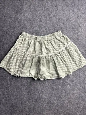 Blosh Womans large light green gingham tiered ruffle cottagecore mini skirt. thumbnail 3
