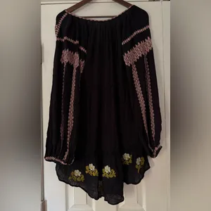 Free People Wild Horses Embroidered‎ Long Sleeve Mini Dress Size Small EUC thumbnail 4
