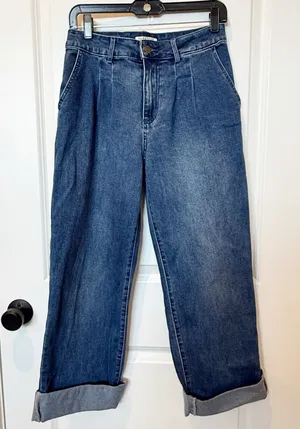 Bagatelle Collection Pleated Wide Leg Jeans Size 27 High Waist Dark Denim Casual thumbnail 1