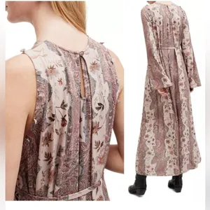 All Saints Susannah Cascade Maxi Dress Removable Sleeves Boho Floral US Size 0 thumbnail 3