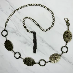 Floral Filigree Bronze Gold Tone Chain Belt OS ✨ thumbnail 1