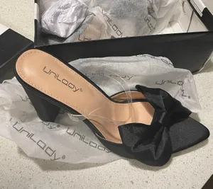 Revolve NWT Boutique cera Unilady Satin Bow Decor Chunky Heeled Mule Sandals. Size 8 1/2. thumbnail 8