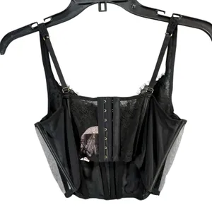 Victorias Secret Dream Angels Corset Top Womens M Black Unlined Lace Up Romantic thumbnail 8