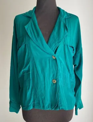 *Vintage* Ellen Tracy‎ sz 4 Long sleeve 100% Silk 80s blazer thumbnail 1
