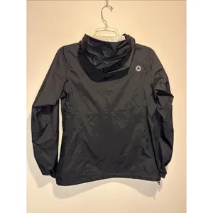 Marmot Black Lightweight Hooded Raincoat 1/2 Zipper + Zip Pockets Lined Size XS thumbnail 2