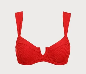 BERLOOK Red V Notch Underwire Bikini TOP ONLY 03 Size M thumbnail 5