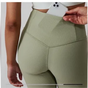 Athleta Elation Rib Tight 7/8 Leggings Ankle Size Large Women’s Sage Green thumbnail 2