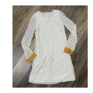 Tbags Los Angeles Textured Dress Womens Small Cream Long Sleeve thumbnail 2