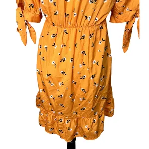 Vero Mada Orange Floral Ruffle Mini Dress Cottagecore M NWT Boho Cute Romantic thumbnail 8
