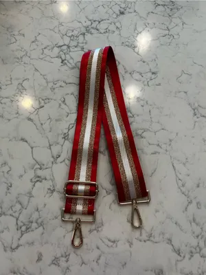 Crossbody Purse Replacement Strap Red White Gold‎ w/ Glitter thumbnail 4
