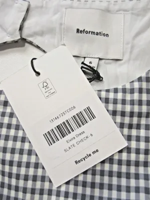 NWT Reformation Elvira in Slate Check Gingham Cotton Bubble Hem Midi Dress 6 thumbnail 7