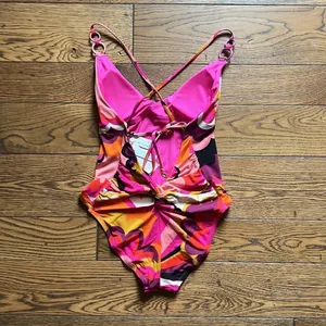 Trina Turk NWT WOMEN'S FAN FAIRE‎ TWIST BACK HALTER PLUNGE ONE PIECE SWIMSUIT thumbnail 12