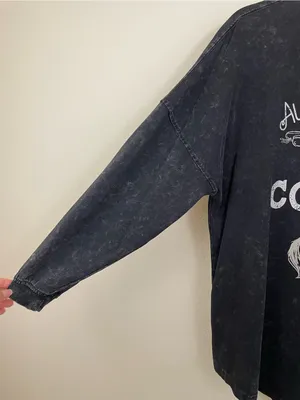 Ariat Black Mineral‎ Washed Cowgirl Era Long Sleeve Oversized Tee Shirt Size M thumbnail 5