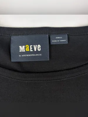 Anthropologie Maeve Black 100% Cotton Scoop Neck Flutter Sleeve Knit Top Size XS thumbnail 5