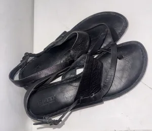 Born Leather Classic Minimalist Boho Wedge Heel Black Strappy Sandals Size 9 thumbnail 1