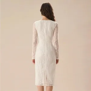 RIHOAS White Lace Boat Neck Slit Midi Dress L 74 thumbnail 2
