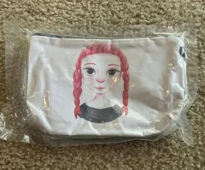 C030 Make up Makeup bag pink hair girl organizer storage travel thumbnail 1