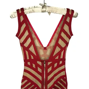 HOUSE OF CB London Genevieve Crimson Bandage And Beige Mesh‎ Dress thumbnail 6