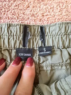 Y2K Cargo Olive Green High Rise Wide Leg Cotton Utility Pants S thumbnail 6