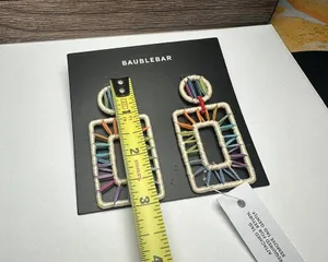 Baublebar Multi Color Raffia Statement Dangle Drop Pierced Earrings NWT thumbnail 5