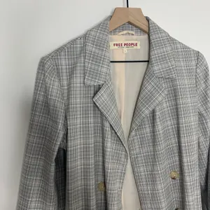 Free People Olivia Plaid Blazer Natural Plaid Combo Womens Small thumbnail 8