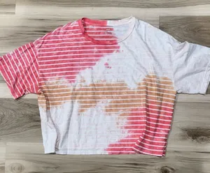Aerie Multicolored Stripe Cropped Short Sleeve Shirt Women’s XL thumbnail 1