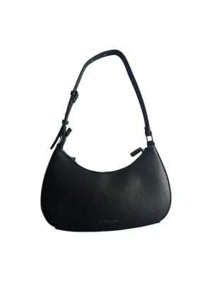 Black Women's‎ Shoulder Bag with Contrast Embroidered Stitching thumbnail 2