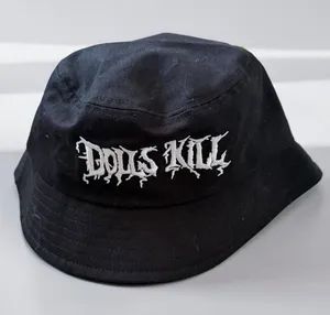 DOLLS KILL Black White Logo Bucket Hat One Size thumbnail 1