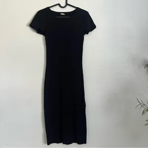 Cotton On Black Ribbed Midi Dress Size XS thumbnail 3