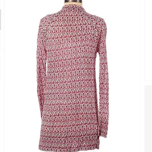 Loft Womens SIze XS Open Duster Cardigan Thin Semi-Sheer Red White Purple Floral thumbnail 2