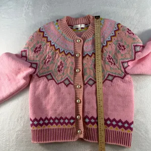 LOVESHACKFANCY S Small Honeypie Boyfriend Cardigan Sweater Pearl Buttons PInk thumbnail 10