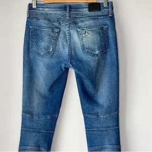 True Religion Blue Skinny Jeans with Distressed Details thumbnail 3