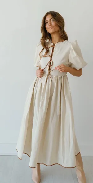 Puff Sleeve Midi Dress thumbnail 1