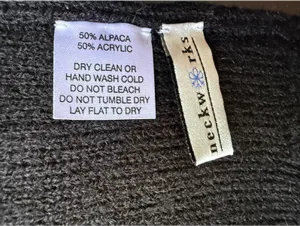 Vintage Hand-Knit Black Alpaca and Acrylic Scarf with Red Rose Embroidery thumbnail 6