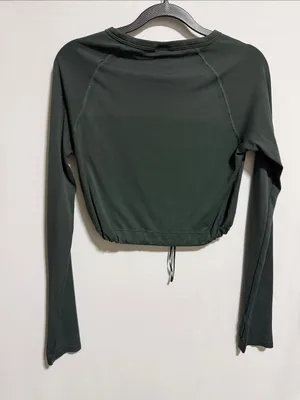 Gymshark‎ Energy Long Sleeve Crop Top Dark Green XS Thumbholes thumbnail 7