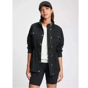 GAP Women Utility Jacket Black Cinched Waist Field Coat Small thumbnail 2