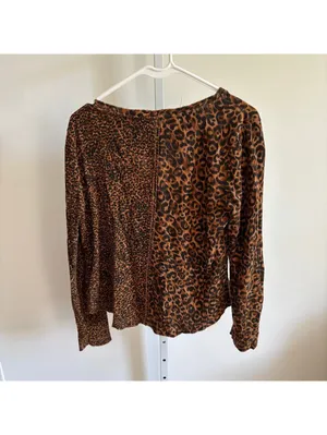 Anthropologie Pilcro EUC Women's Thermal Brown Leopard Print Top Size M thumbnail 5