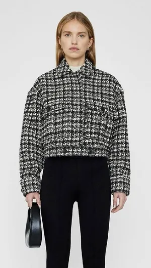 ANINE BING Adrianna jacket Black Plaid cropped pockets‎ coat thumbnail 1