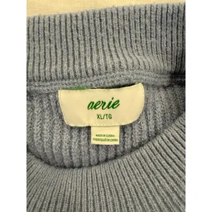 Aerie Ribbed Knit Oversized Pullover Sweater Blue Women's Size XL Boho Normcore thumbnail 4