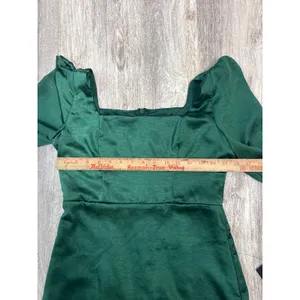 Lulus Got The Love Emerald Green Satin‎ Square Neck Mini Dress Size Small NEW thumbnail 8