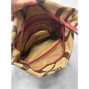Sophia Caperelli Shoulder Bag Small Monogram Tan Brown Red Leather Trim‎ Trim thumbnail 4